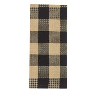 Wicklow Check Waffle Dishtowel- Black